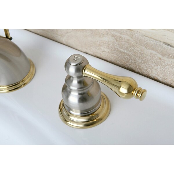 Victorian Widespread Bathroom Faucet, Nickel/ Brass